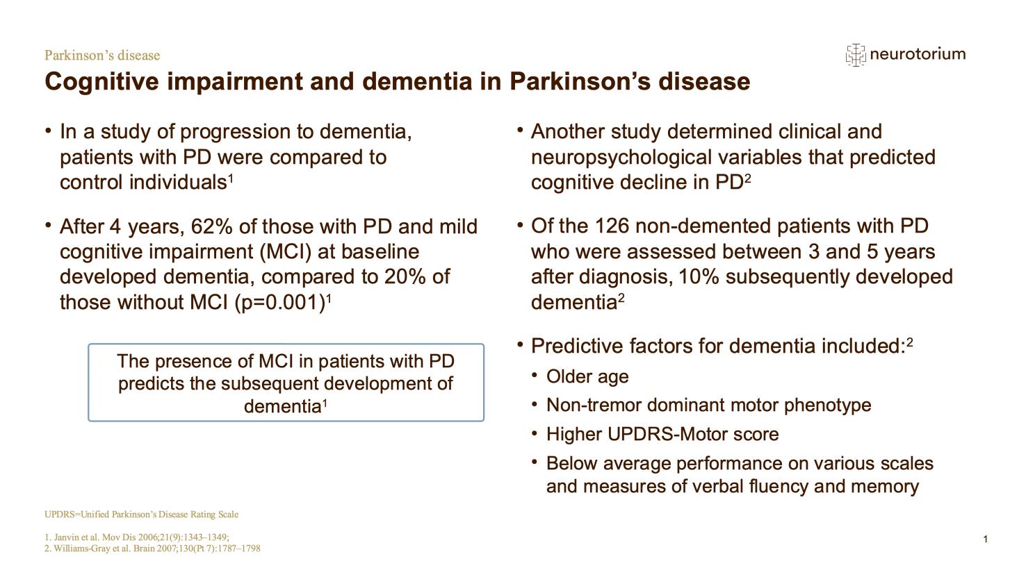 Parkinsons Disease – Course Natural History and Prognosis – slide 32